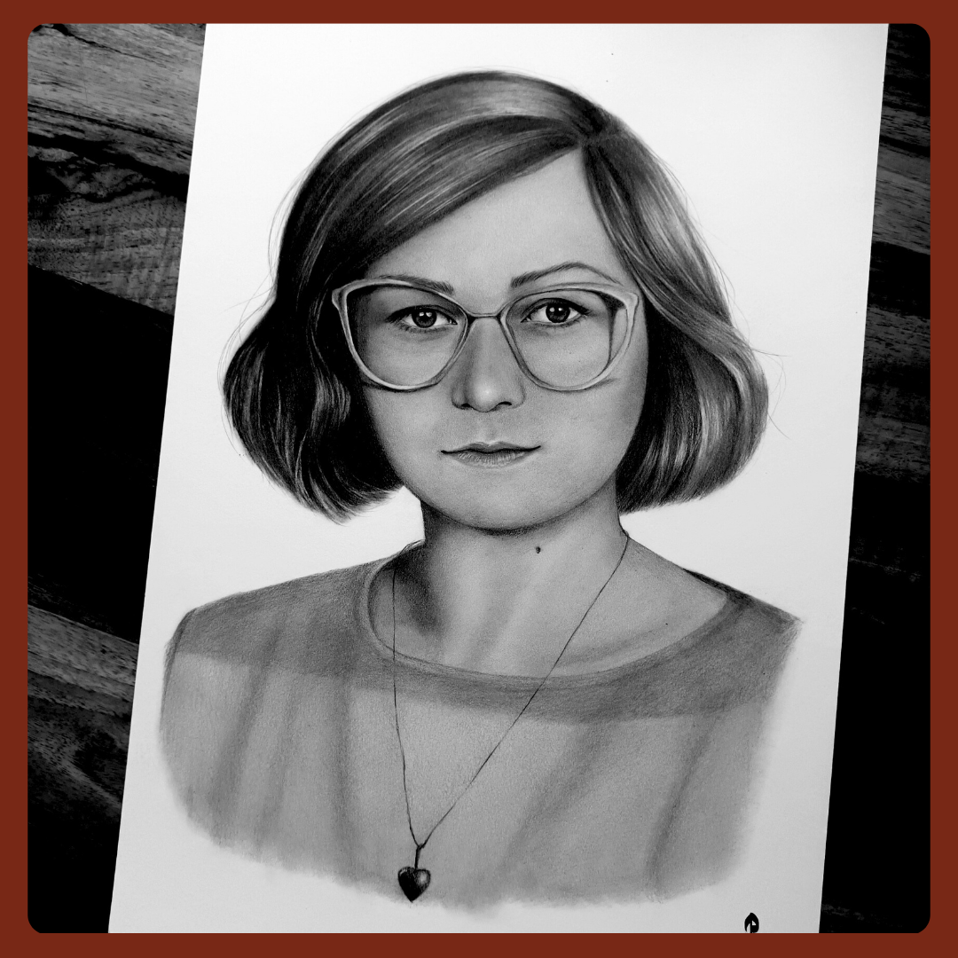 renowacja starego zdjęcia, rysunek ze starego zniszczonego zdjęcia. Ręcznie rysowany portret na zamówienie – idealny prezent na ślub, dla przyjaciółki, mamy lub rodziców. Pamiątka z wesela, portret z kilku zdjęć lub renowacja starych zdjęć