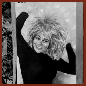 Tina Turner jedna z najsłynniejszych piosekarek świata narysowana przez Justyna Pastalenc portrety na zamówienie. Ręcznie rysowany portret na zamówienie – idealny prezent na ślub, dla przyjaciółki, mamy lub rodziców. Pamiątka z wesela, portret z kilku zdjęć lub renowacja starych zdjęć