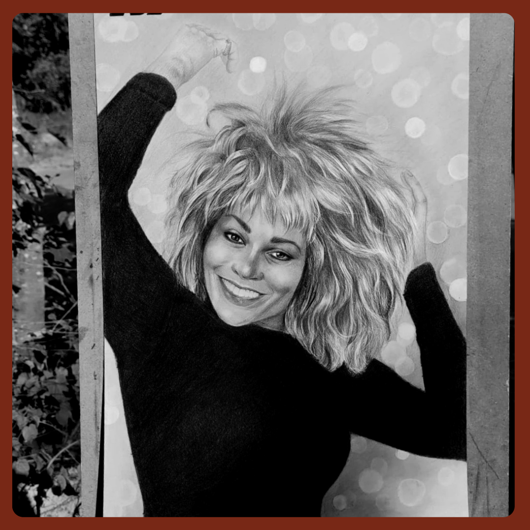 Tina Turner jedna z najsłynniejszych piosekarek świata narysowana przez Justyna Pastalenc portrety na zamówienie. Ręcznie rysowany portret na zamówienie – idealny prezent na ślub, dla przyjaciółki, mamy lub rodziców. Pamiątka z wesela, portret z kilku zdjęć lub renowacja starych zdjęć