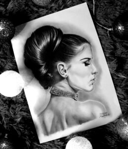 kobieta w koku to rysunek stworzony na zamówienie na podstawie zdjęcia, piekna niezapomniana pamiątka na całe życie