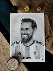 Krzysztof Stanowski z Kanału Zero portret rysowany ołówkiem na papierze